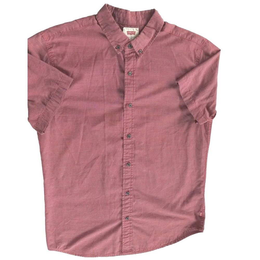 Levi's Men's‎ Short Sleeve Button Up Shirt Medium Color Atrocite Red Polyester - Picture 5 of 11
